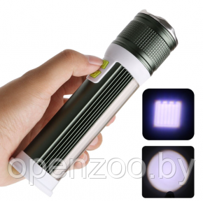 Ручной аккумуляторный фонарь Rotating Zoom Flashlight 129 LED боковая световая СОВ панель функционал Power - фото 1 - id-p156096428