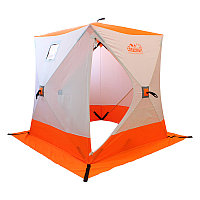 Палатка зимняя куб СЛЕДОПЫТ 1,8 х1,8 м, Oxford 240D PU 1000, 3-местная ,цв. бело-оранж.