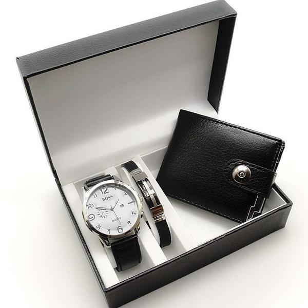 Мужской подарочный набор 3в1 (часы,портмоне,браслет) BOSS - фото 2 - id-p190877706