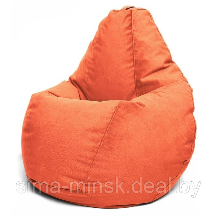Кресло-мешок «Груша» Позитив Maserrati, размер XXXL, диаметр 110 см, высота 145 см, велюр, цвет оранжевый - фото 1 - id-p190897242