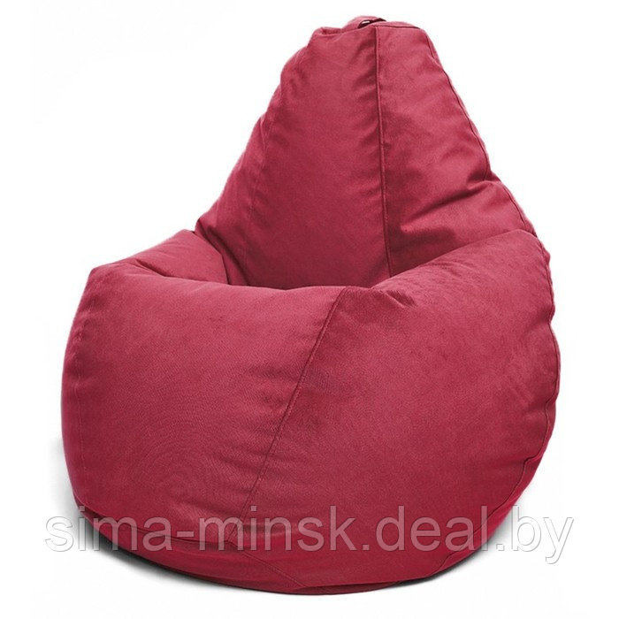 Кресло-мешок «Груша» Позитив Maserrati, размер XXXL, диаметр 110 см, высота 145 см, велюр, цвет бордовый - фото 1 - id-p190897244