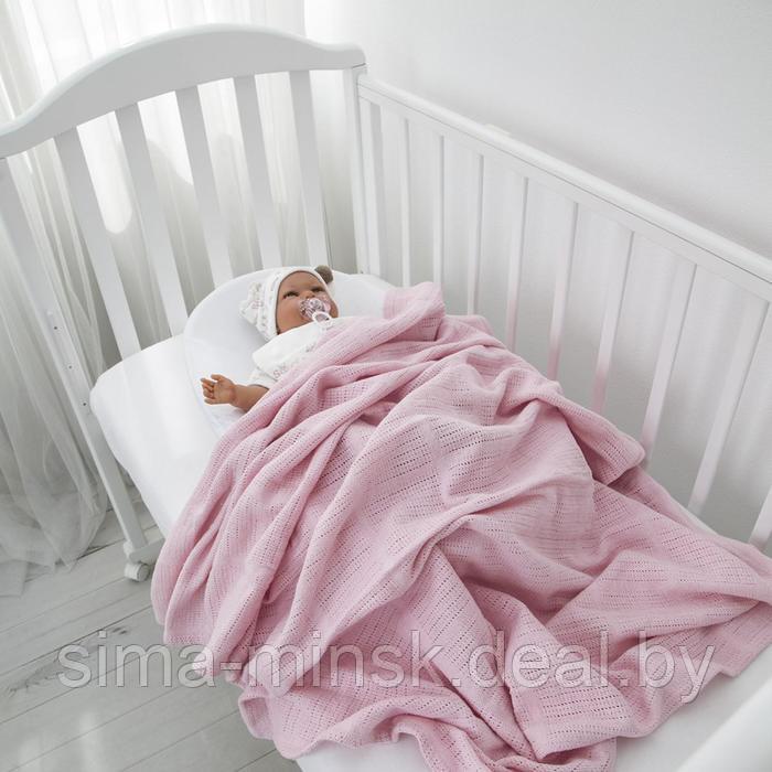 Одеяло вязаное, размер 100х140 см, цвет розовый - фото 2 - id-p190897651