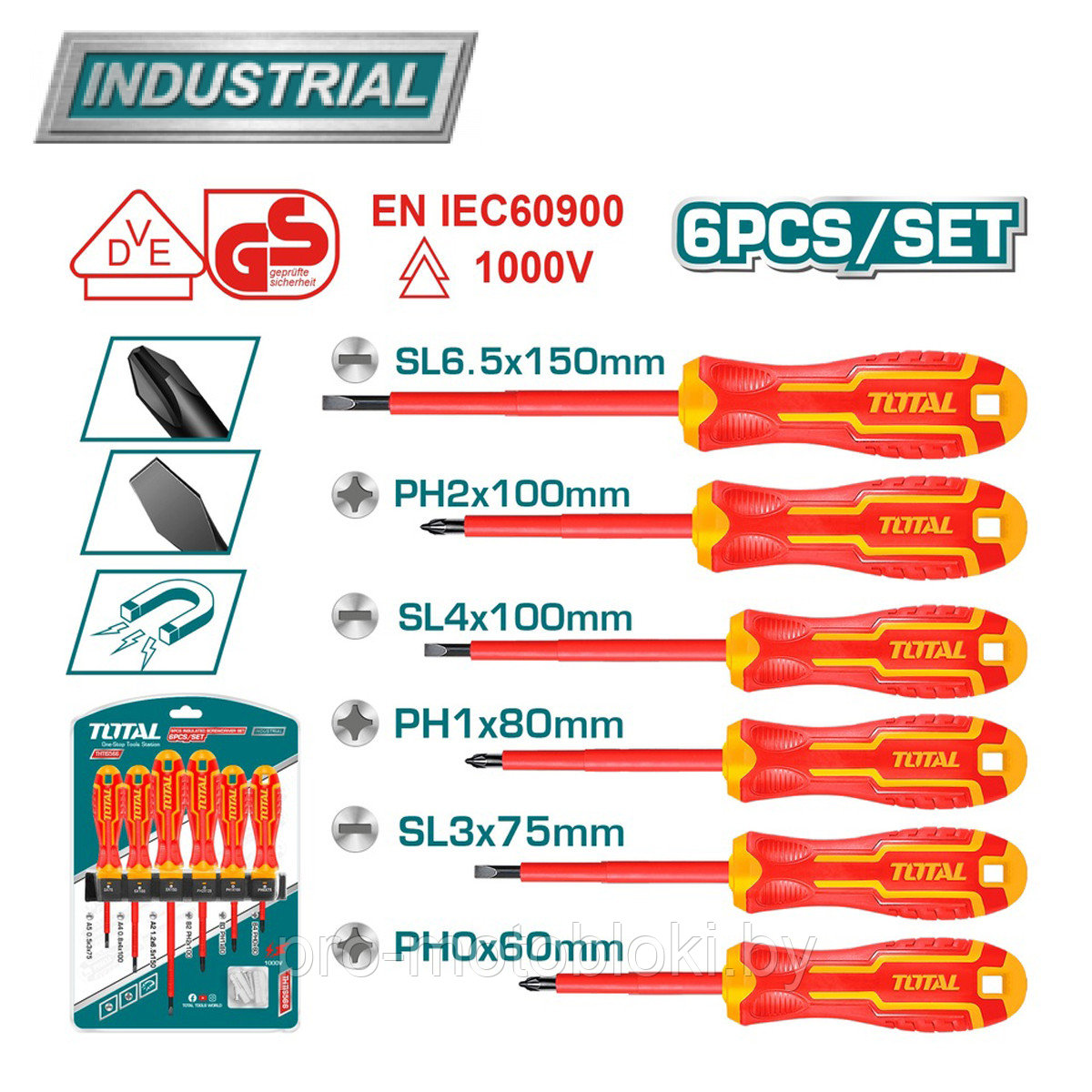 Набор отверток диэлектрических TOTAL THTIS566 (6 шт)