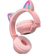 Светящиеся детские Наушники Bluetooth Cat STN-26 BT бело-розовые