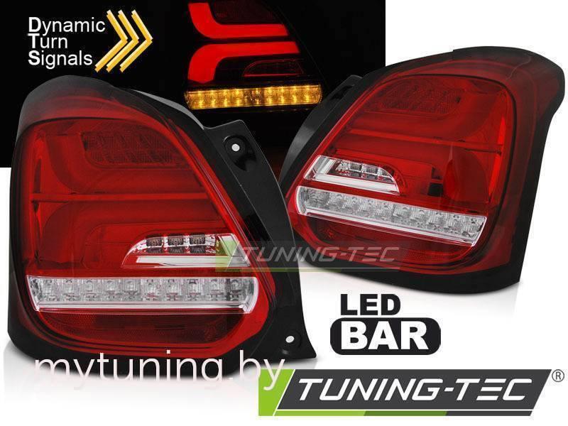 Задние фонари для Suzuki SWIFT 4 17- RED WHITE LED SEQ
