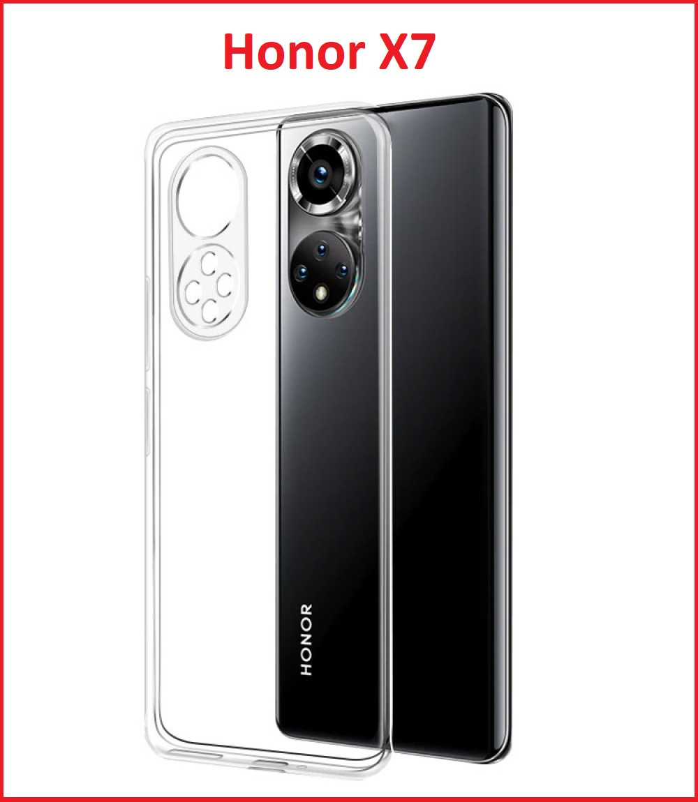 Чехол-накладка для Huawei Honor X7 (силикон) прозрачный с защитой камеры - фото 1 - id-p190153741