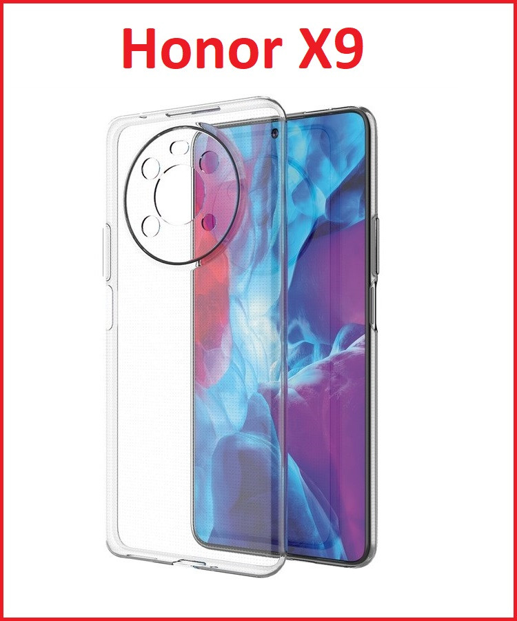 Чехол-накладка для Huawei Honor X9 (силикон) прозрачный с защитой камеры - фото 1 - id-p189646799