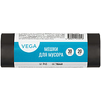 Мешки для мусора 30л Vega ПНД, 48*55см, 5мкм, 20шт., черные, в рулоне ЦЕНА БЕЗ НДС