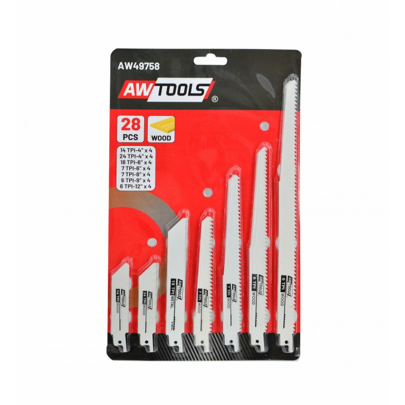 AWTOOLS  Полотна для сабельной пилы универсальные (набор/28шт), AW49758