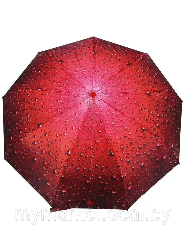 Зонт женский складной полуавтомат Popular "Red drop" (9 спиц усиленные) - фото 1 - id-p190997709