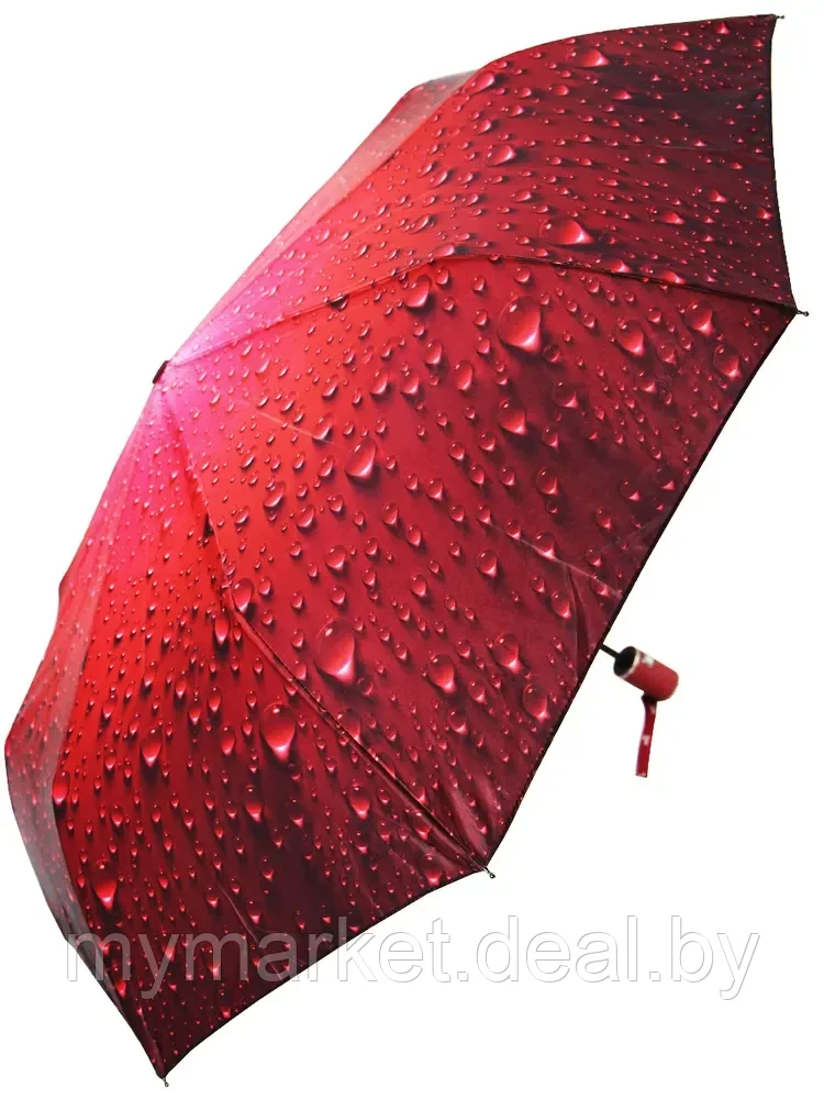 Зонт женский складной полуавтомат Popular "Red drop" (9 спиц усиленные) - фото 2 - id-p190997709