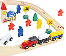 Детский Деревянная Железная дорога со станцией 48 деталей, детская деревянная игрушечная дорога для малышей, фото 4