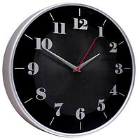 Часы настенные интерьерные бесшумные стильные круглые черные для спальни зала на стену TROYKA 77777740
