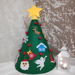Елочка из фетра коническая с новогодними навесными игрушками Merry Christmas, высота 70 см - фото 1 - id-p140510825