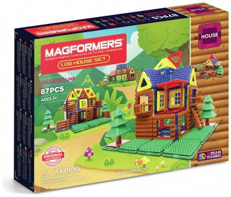 Магнитный конструктор Magformers Log House Set Бревенчатый дом,  87 деталей