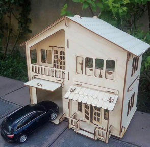 Конструктор деревянный Дом с гаражом сборка без клея Polly Н-11 (81 деталь) - фото 1 - id-p133809226