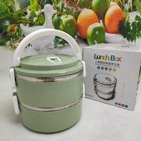 Ланч бокс многоярусный Lunch box Stainless Steel на 2 секции, 1.4л Фисташковый