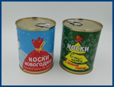 Мужские носки в подарочной консервной банке, хлопок (1 пара)