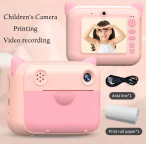 Детский цифровой фотоаппарат Kitty с моментальной термопечатью Розовый - фото 1 - id-p163989359