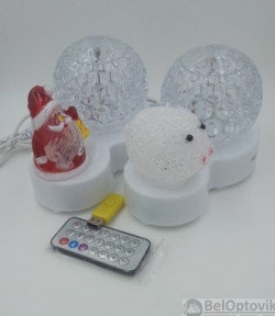 Диско  шар музыкальный Led Christmas Light (USB) с пультом и флешкой. Дед Мороз, Свинка