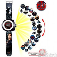 Часы детские наручные с проектором 24 картинки Бетмен, СуперМен