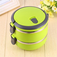 Ланч бокс многоярусный Lunch box Stainless Steel на 2 секции, 1.4л Зеленый