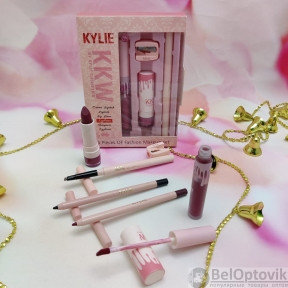 Набор косметики для макияжа KYLIE (Кайли) KKW 6 in1 с точилкой ROSIE