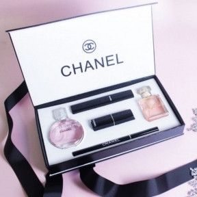 Подарочный набор CHANEL 5 в 1 (туал.вода Chance, туал.вода Coco mademoiselle. тушь, помада, карандаш) - фото 1 - id-p93847730