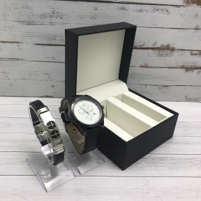 Подарочный набор 2 в 1 мужские кварцевые часы и браслет Модель 9 - фото 1 - id-p144197452