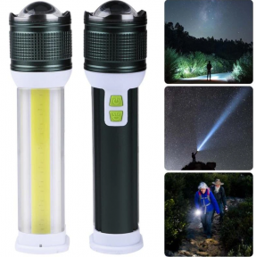 Ручной аккумуляторный фонарь Rotating Zoom Flashlight 128 LED боковая световая СОВ панель  функционал Power