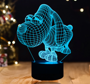 3 D Creative Desk Lamp (Настольная лампа голограмма 3Д, ночник) Собака