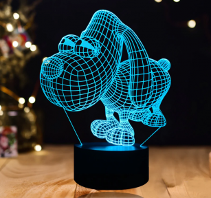 3 D Creative Desk Lamp (Настольная лампа голограмма 3Д, ночник) Собака - фото 1 - id-p172596249