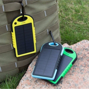 Внешний аккумулятор на солнечных батареях Solar Сharger 5000mAh Синий - фото 1 - id-p100726731