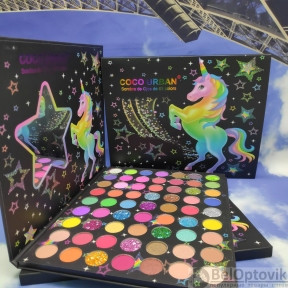 Палетка теней для век Unicorn (Единорог) COCO URBAN Sombra de Ojos de 63 colors с зеркальцем, 63 оттенка