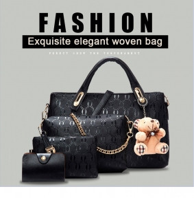 Комплект сумочек Fashion Bag под кожу питона 6в1 Чёрний - фото 1 - id-p110370003