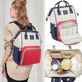 Сумка - рюкзак для мамы Baby Mo с USB /  Цветотерапия, качество, стиль цвет MIX 3.3 с карабином и креплением
