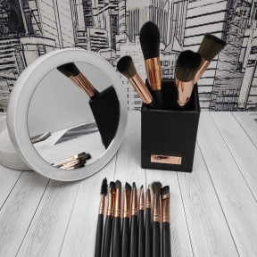 Набор кистей Premium класса с подставкой BH Signature Rose Gold  13 (кистей) Piece Brush Set Стильный чёрный с