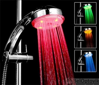 Цветная светодиодная насадка на душ Led Shower WOW (7 цветов) - фото 1 - id-p93849713