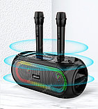 Портативная Bluetooth колонка ZQS 4247 с подсветкой NEW /Караоке/ 2 беспроводных микрофона, фото 3