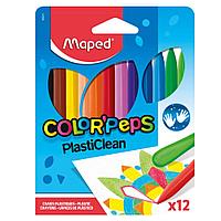 Мелки восковые Maped "Crayon PlastiClean", 12 цветов, ассорти