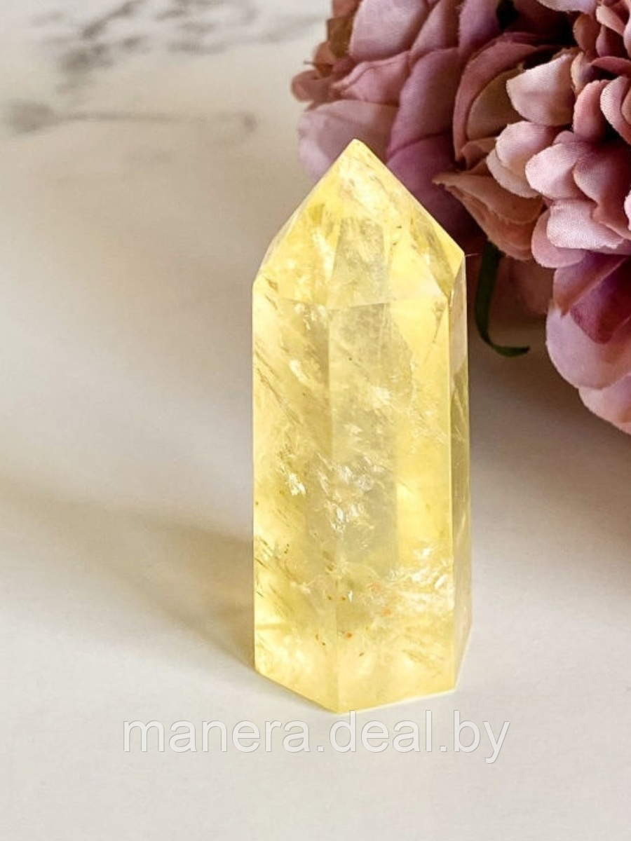 Камень Цитрин обелиск натуральный кристалл оберег амулет 50-60 мм 1 шт.