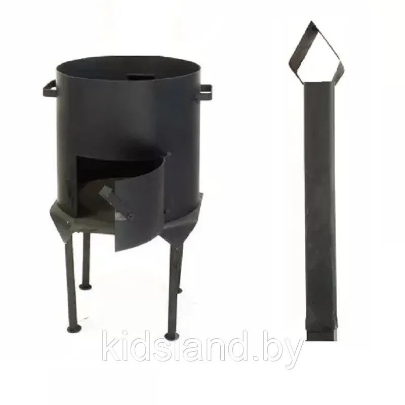 Печь для казана усиленная с дымоходом "Мастер" на 16-20 литров на съемных ножках - фото 2 - id-p191022036