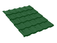 Металлочерепица "Вилейская волна", 0,50 мм, длина волны 350×30 мм, Полиэстер глянцевый, RAL6002 (зелёный лист)