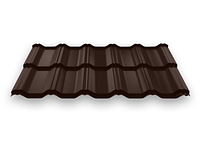 Модульная металлочерепица "Вилейская волна", 0,45 мм, длина волны 350x20 мм, RAL8017 (шоколадно-коричневый),