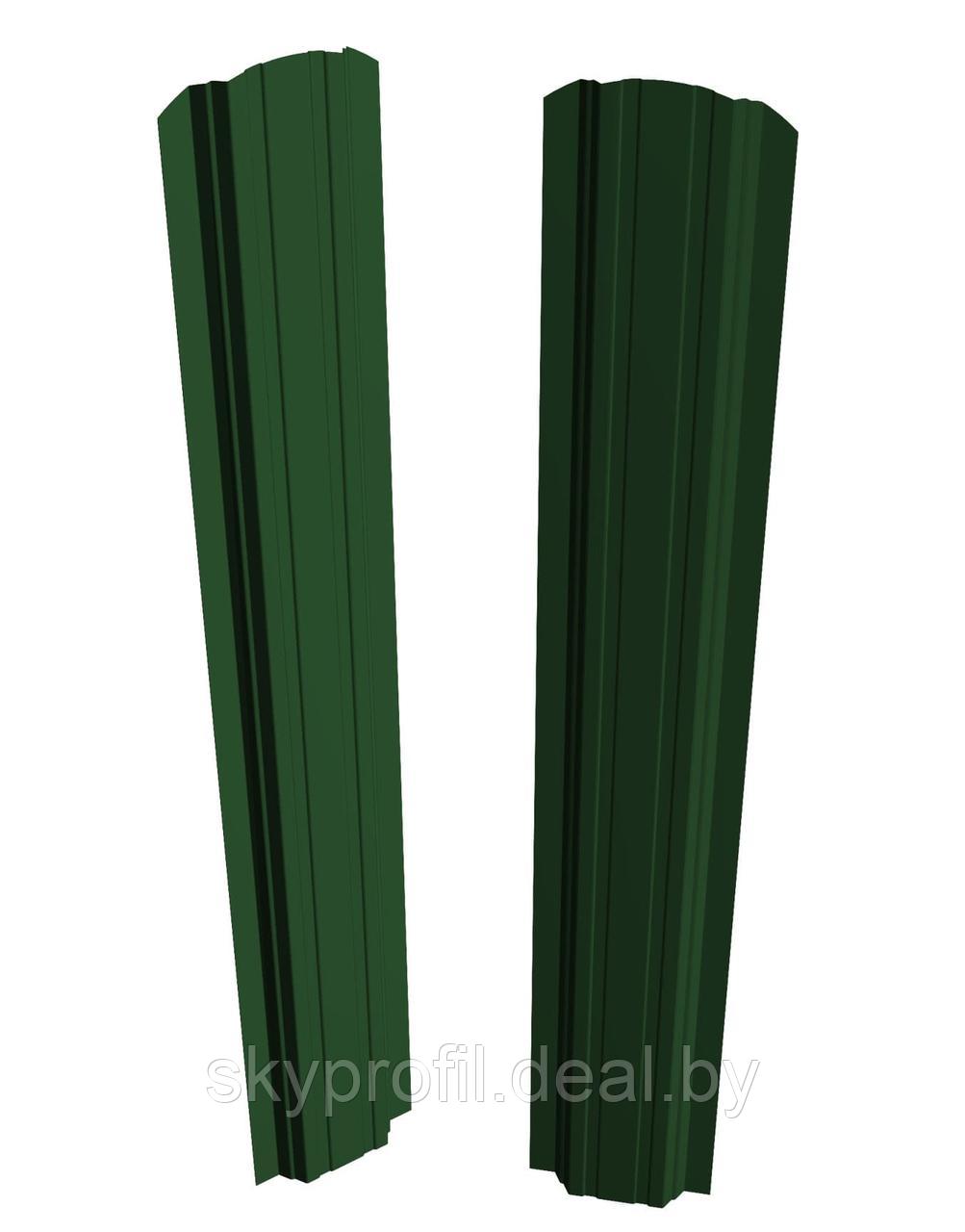 Евроштакетник Скайпрофиль вертикальный П-97, Полиэстер глянцевый, Одностороннее, Полукруглый, RAL6005 (зелёный - фото 1 - id-p191027802