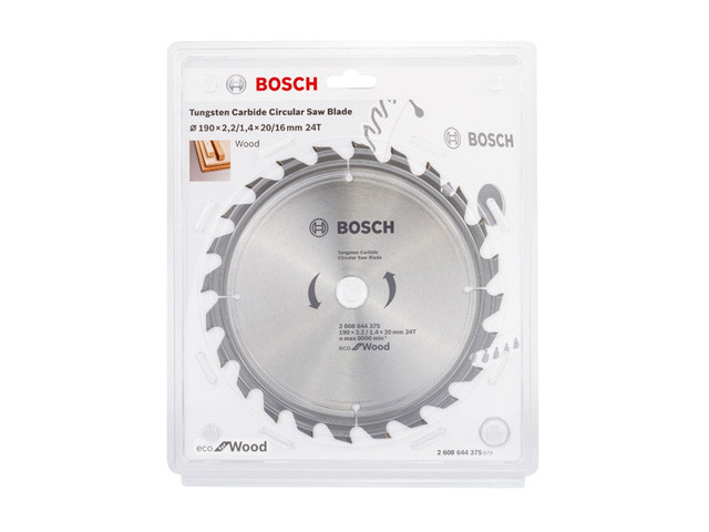 Диск пильный 190х20 мм 24 зуб. по дереву ECO WOOD BOSCH