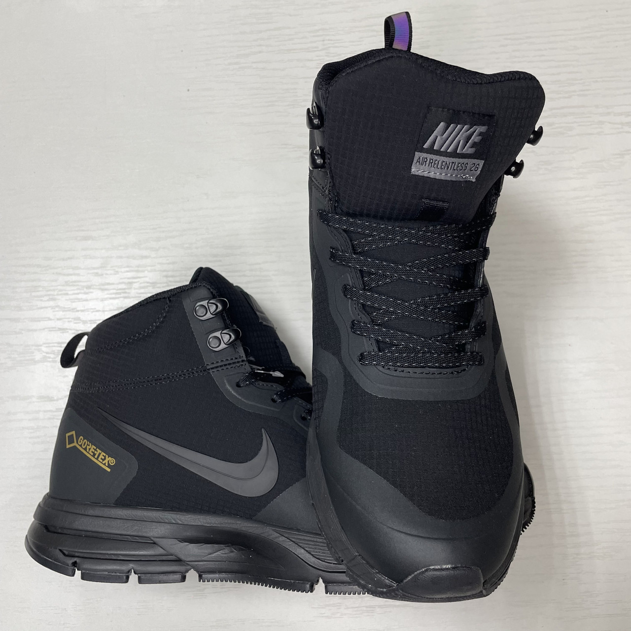 Мужские зимние термо кроссовки Nike Air Relentless 26 Mid Gore-tex черные - фото 2 - id-p191126688