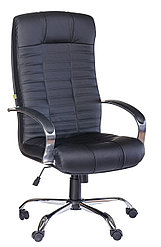 Кресло офисное Деловая обстановка Атлант Хром CXH кожа Люкс (черный)