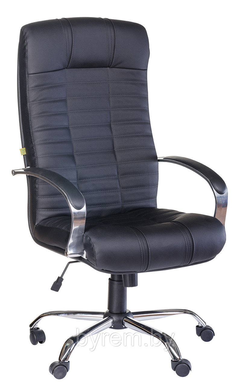 Кресло офисное Деловая обстановка Атлант Хром CXH кожа Люкс (черный) - фото 1 - id-p191130133