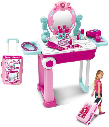 Детский игровой набор стилиста туалетный столик трюмо в чемодане Юная красавица световые и звуковые эффекты